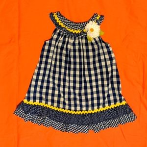 Blue & White Check Jumper w/ Sunflower 2T